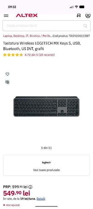Tastatura logitech MX KEY S