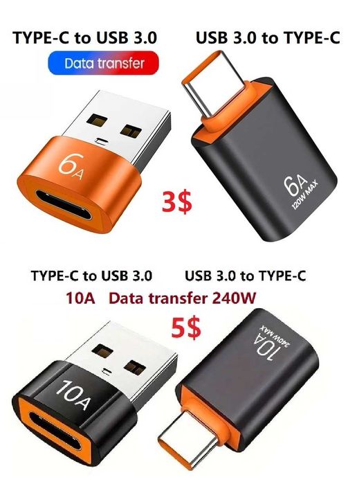 Супер-быстрый кабель USB3.1/USB3.0/Тype-C 10A
