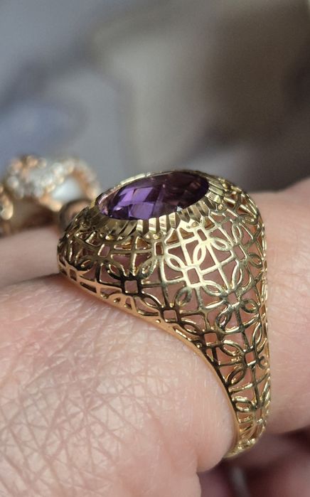 Златен комплект , аметист