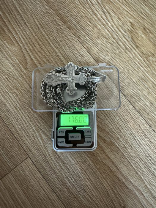 Цепь серебрянная с крестом