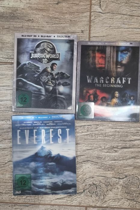 Оригинални Blu-ray 3D филми (Jurassic World, Warcraft, Everest)