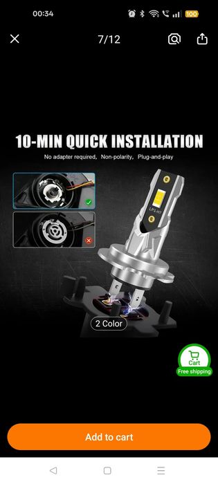 Set 2 becuri led H7 12V auto