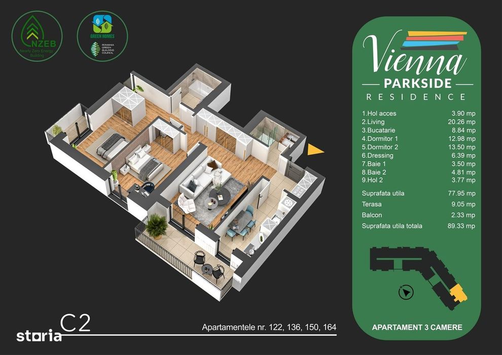 0 Comision!Apartament decomandat cu 3 camere si 2 balcoane,Metalurgiei