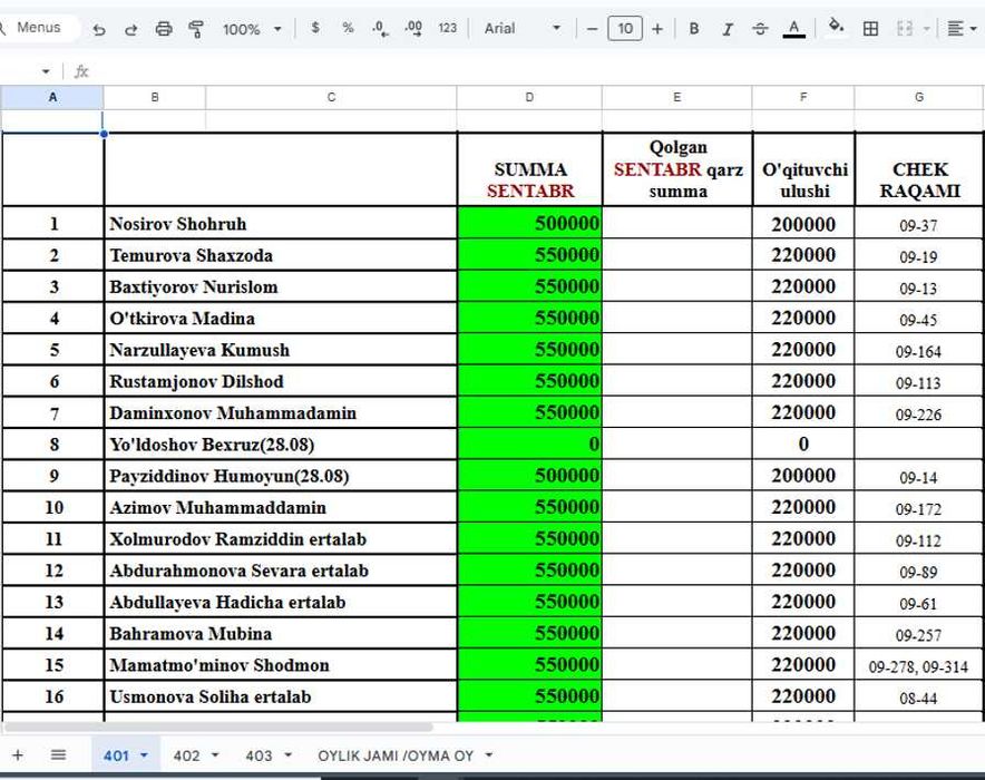 CRM GOOGLE DOCS xujjatlar bilan ishlash O'quv markaz va tashkilotlarga