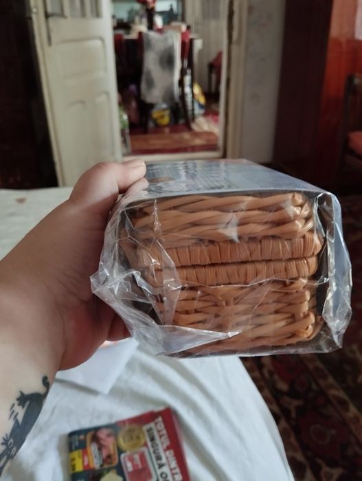 Set de cafea/ceai pentru copii în coșuleț de răchită