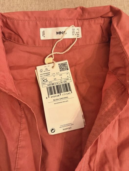 Cămașă damă Mango coral – mărimea XS – nouă cu etichetă