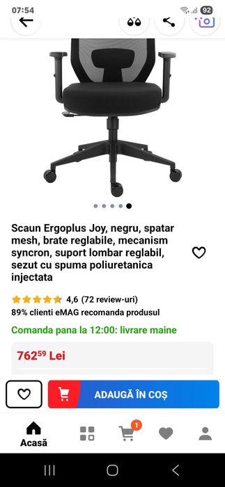 Scaun rotativ de birou, la cutie,  impecabil!