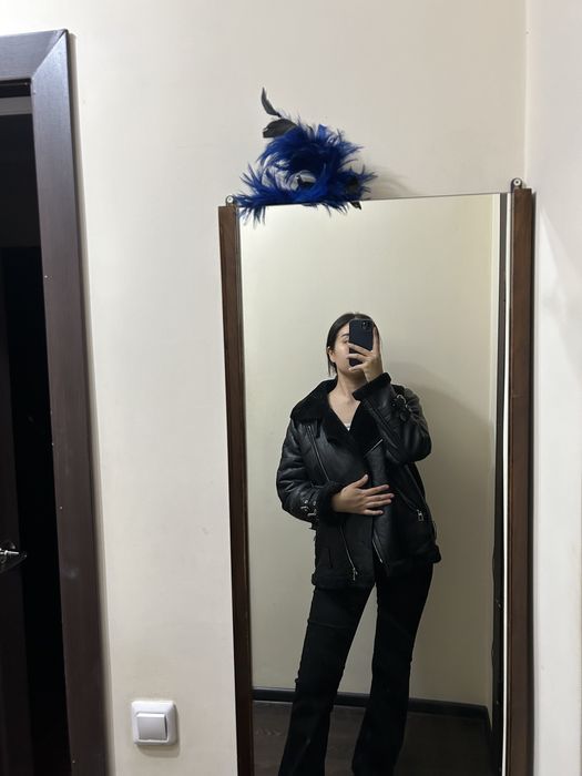 Дубленка черная, демисезон