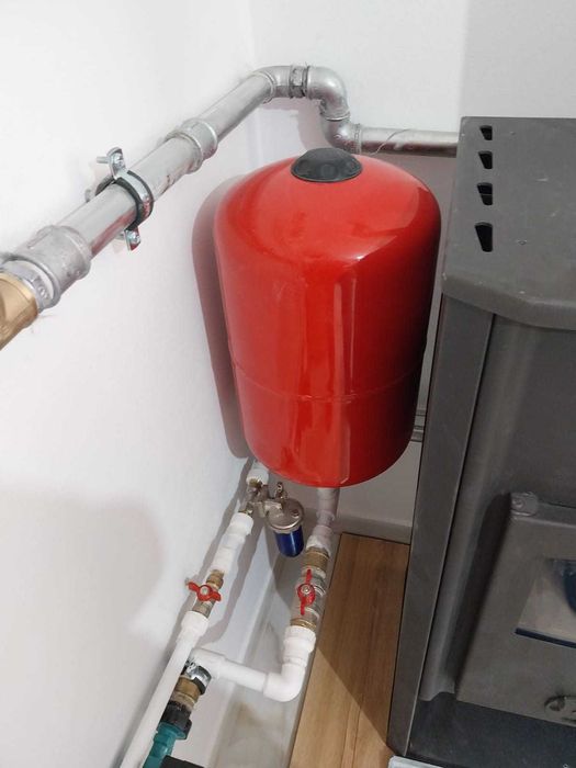 Kit Termosemineu pe lemne Fornello Roma E, Bordeaux, 22 kW, 49x45x103 cm, boiler termoelectric 100l