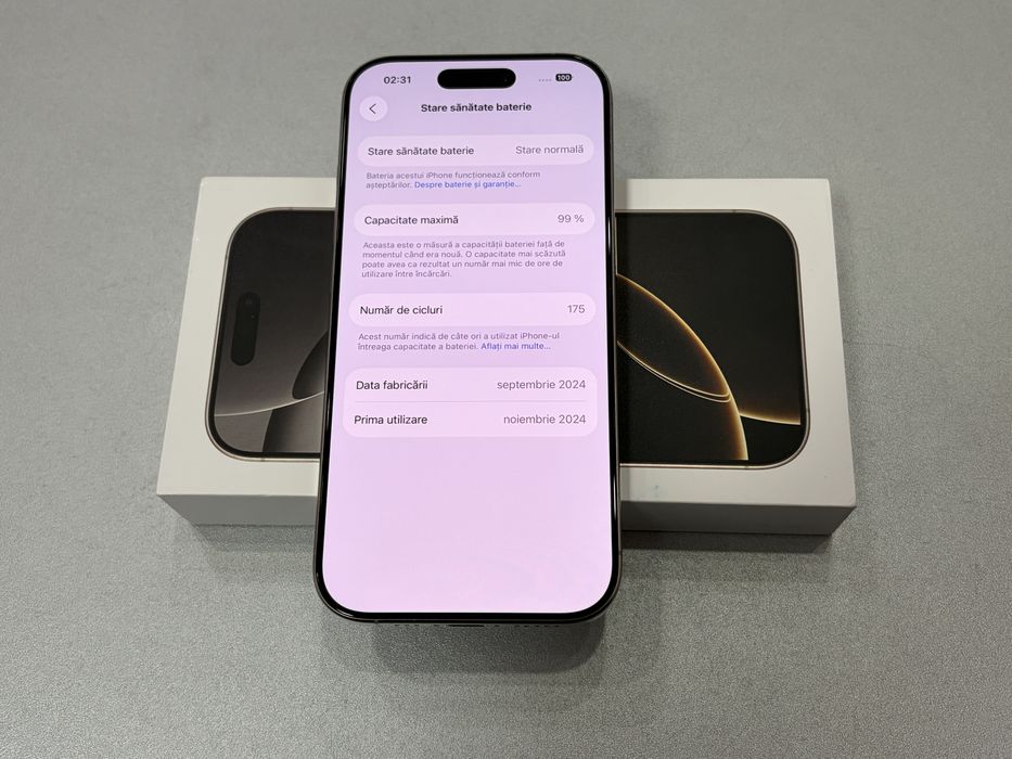 Iphone 16 Pro, 256 gb, Natural Titanium, la cutie