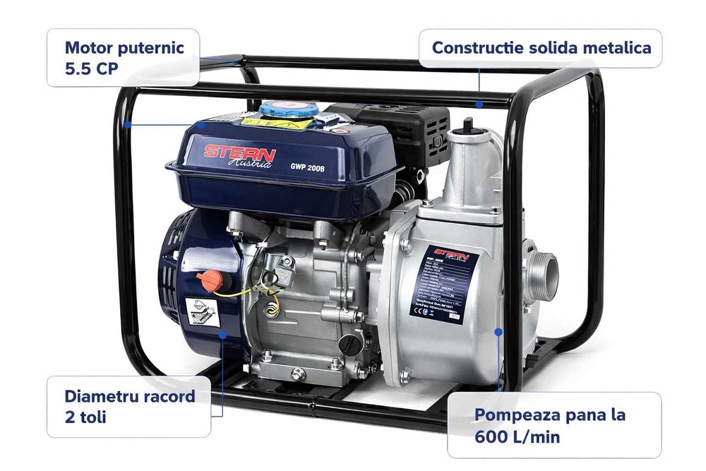 Pompa irigatii 2 toli 5.5CP benzina Stern GWP-200B