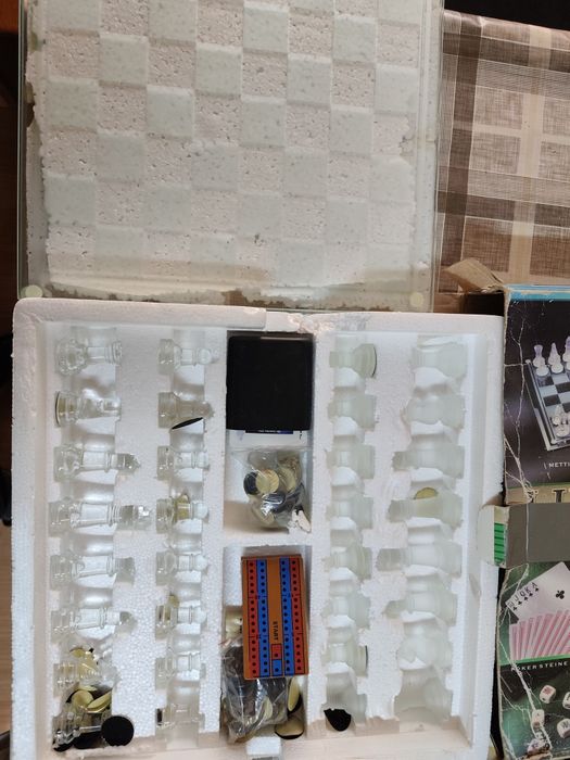 Set Șah și Table din sticlă 34,5 cm