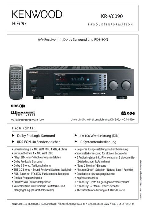Statie Amplificare Kenwood  KR V6090