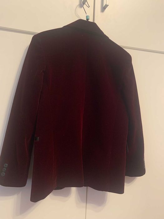 Sacou catifea baiat 7 ani - 122 cm culoare bordeaux