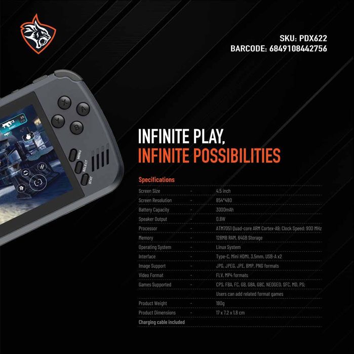 Porodo PDX622 Multifunksional Gaming Console o'yin pristavkasi  atv13