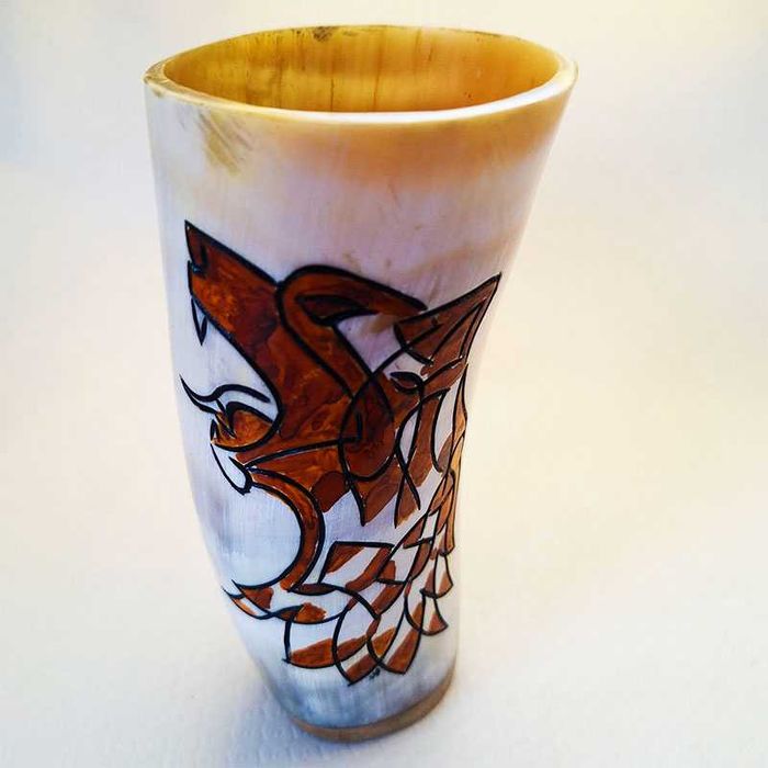 Чаша от естествен рог, викингска чаша,  античен рог за пиене