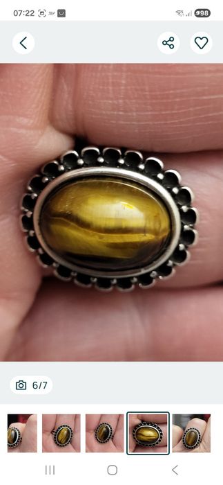 Inel argint piatră naturală ochi de tigru, Nr.7-17.3 mm si nr.8-18.1 mm