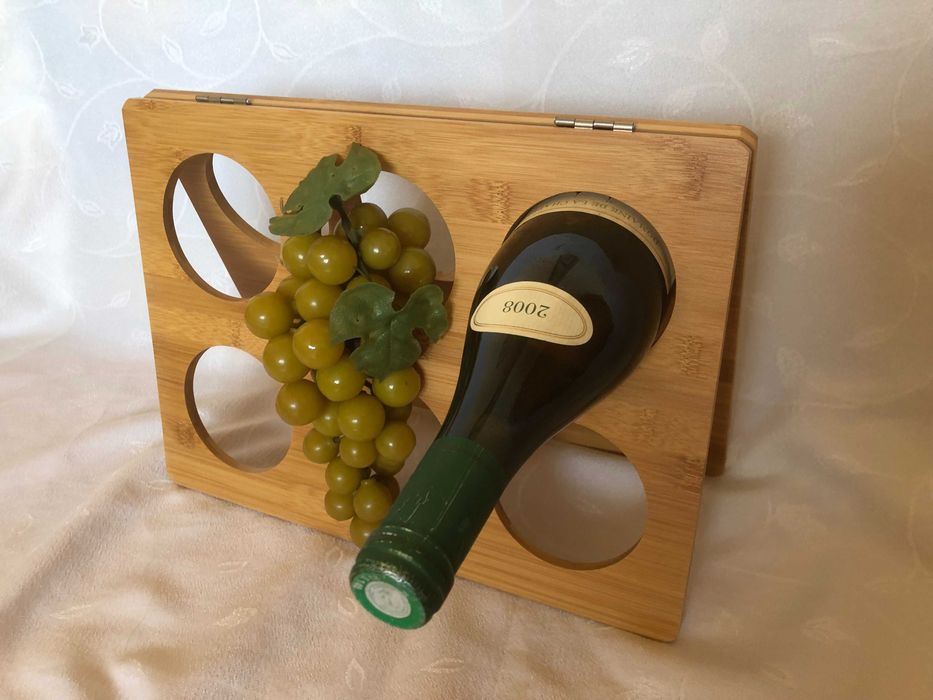 Сгъваема бамбукова стойка за вино/ подарък изкуствен декоративен грозд