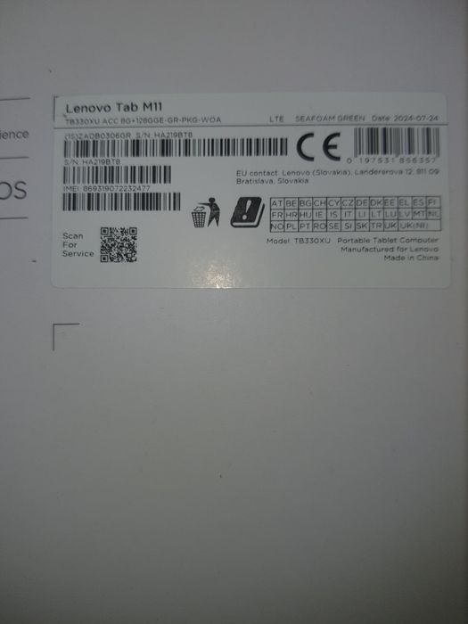 Vand tableta Lenovo Tab M11,128G/8G ram,cu sim 4G LTE