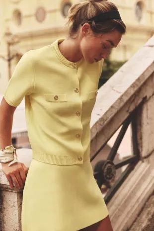 Дамски плетен конплект в жълто ZARA