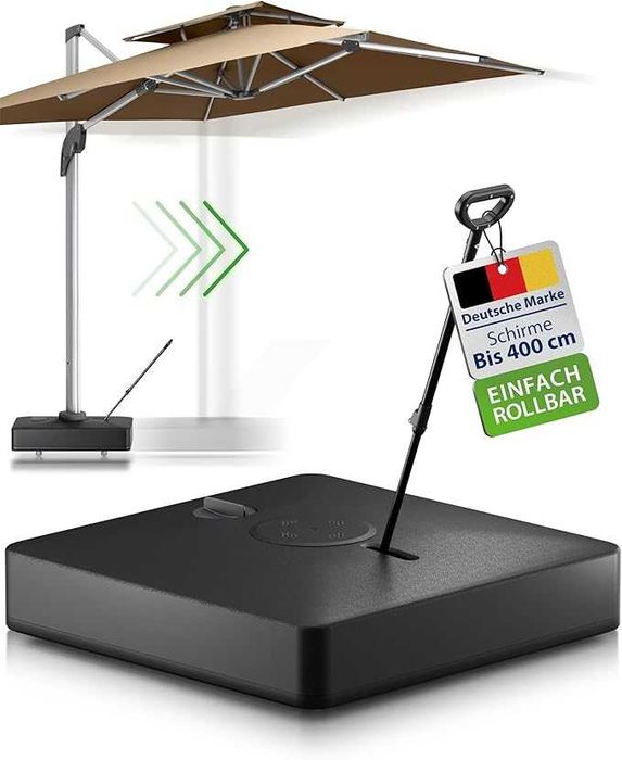Стойка за чадър Gartenzeit®, пълнителна, 162 кг, размери 84 x 84 x 21 см