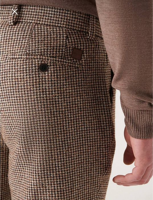 AVVA Мужские коричневые шерстяные плиссированные брюки