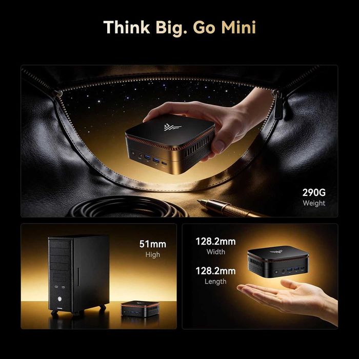 Mini PC AK1 Pro,8GB/256GB M.2 SSD,Windows 11Pro, negru,sigilat
