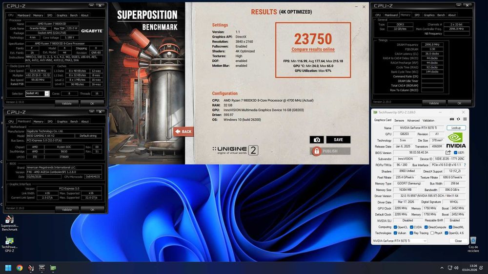 PC Gaming Ryzen 7 9800X3D/RTX 5070 TI/32GB RAM/2TB SSD/850W PSU