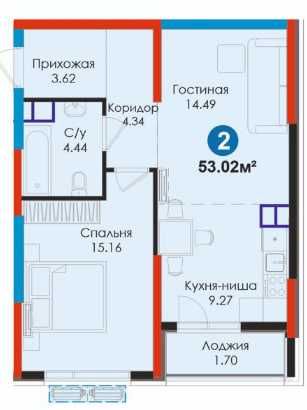 Выгодно!  Алмазар, 2комн-53,02м2, ипотека , платеж\мес.770у.е. (S)