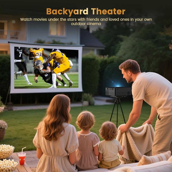 Мини преносим проектор с WiFI и Bluetooth, Native 1080P Full HD, черен