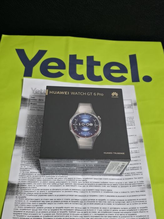 ЗАПЕЧАТАН 46mm Huawei watch GT 6 Pro Гаранция Yettel 2028 TITANIUM