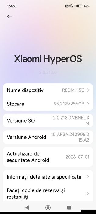 Vând Redmi 15C stare foarte bună