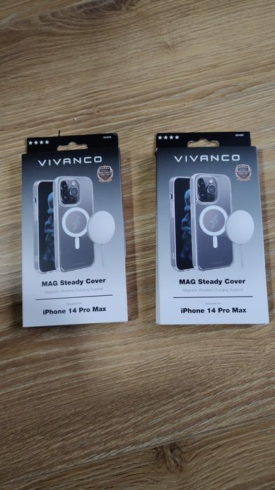 Husă Vivanco Mag Steady Cover transparentă pentru iPhone 14 Pro Max.