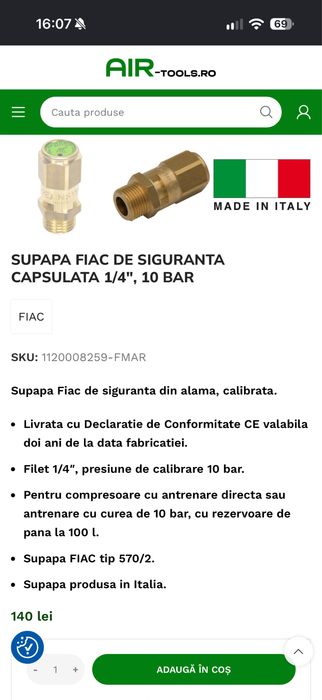 Supapa Fiac de siguranta AirTeck