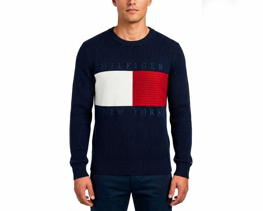 Tommy Hilfiiger Оригинален мъжки пуловер от Органичен Памук размер L