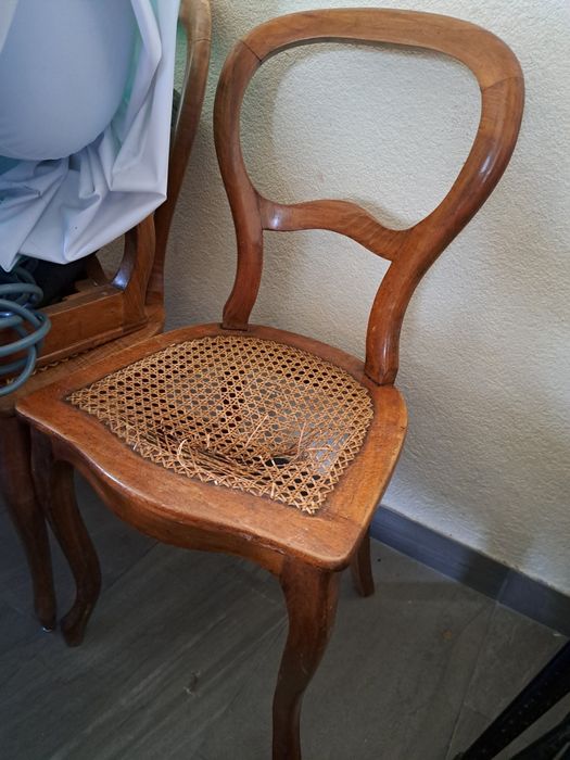 Set 8 scaune stil Louis Philippe, lemn masiv, șezut ratan