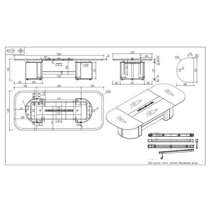 Голяма Заседателна маса RFG Savona, 3200 х 1400 х 750 mm, овален плот, ПДЧ 25 mm, австралийски дъб и сиво, Конферетна маса - БЕЗПЛАТНА ДОСТАВКА!