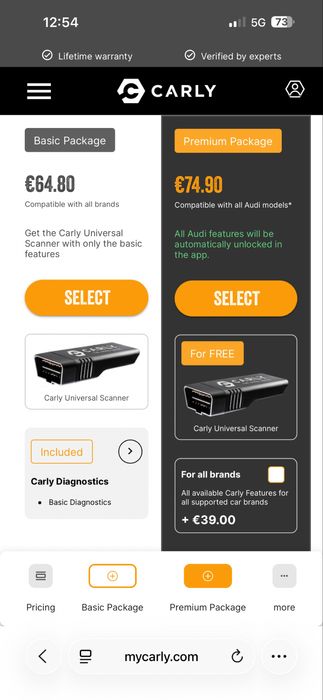 Carly OBD2 адаптер + Профил