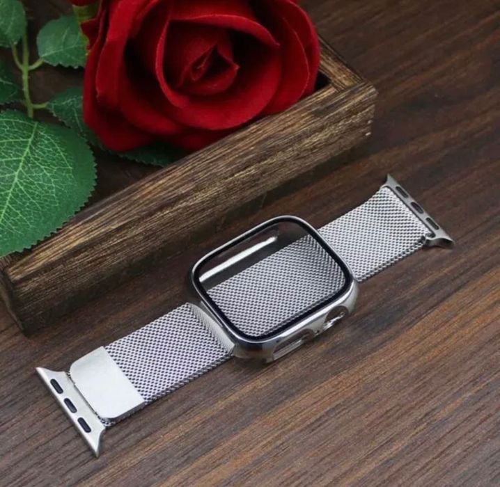 Метална Верижка с предпазен Калъф за Apple Watch Series 9 41mm