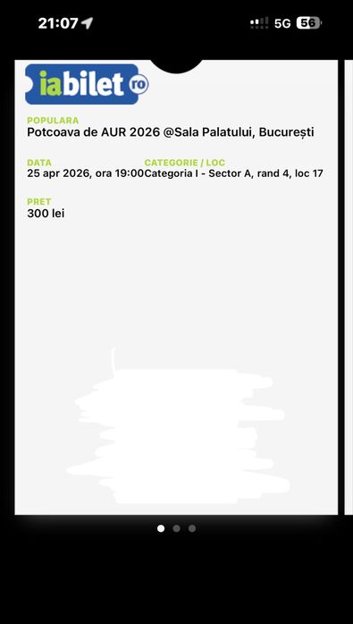 Vând 3 bilete POTCOAVA DE AUR 2026