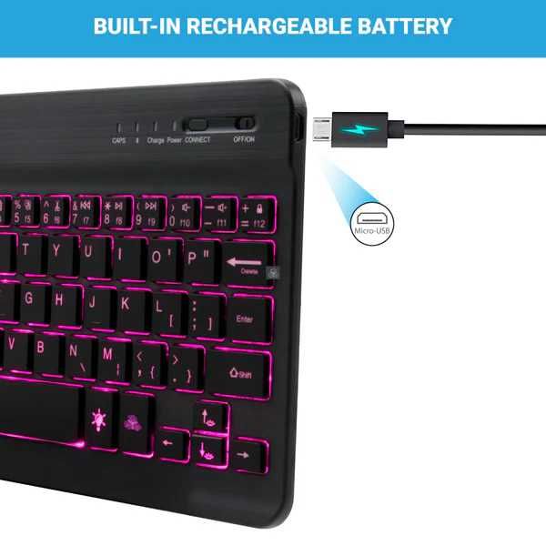 Универсална мини Bluetooth клавиатура с 7 цвята подсветка  TECPHILE