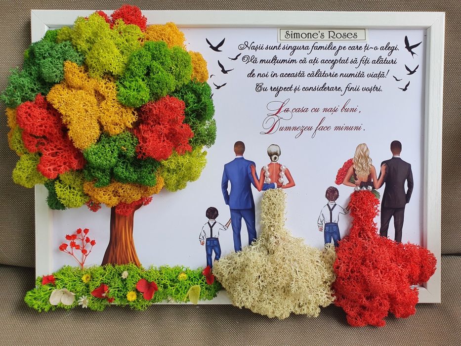 Tablouri licheni mama, prietene, cununie, cadouri nași, familie, nunta