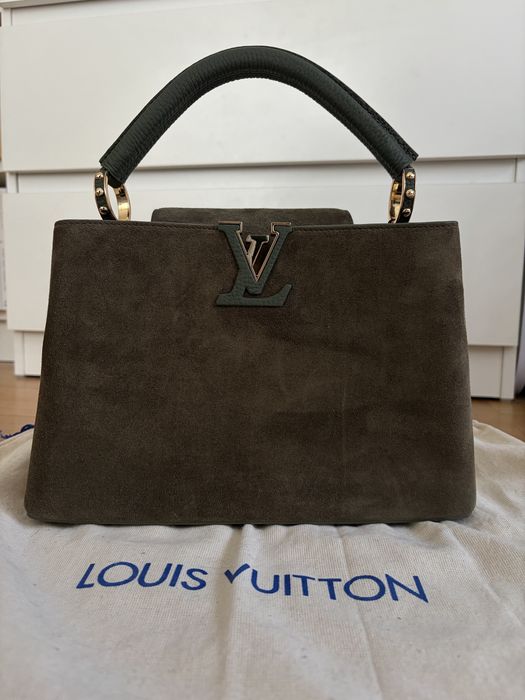 Зелена чанта Louis Vutton Capucines BB (suede)