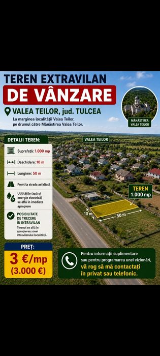 Teren de vânzare în Valea Teilor!