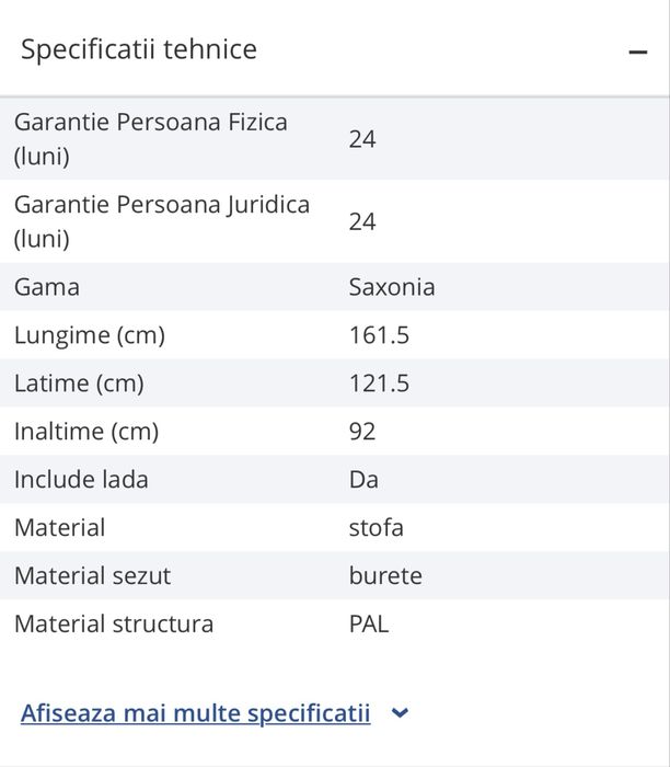 Coltar bucatarie Saxoni + taburet - NOU, nemontat