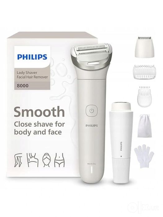 Женский триммер Philips 8000 Wet & Dry, 8 насадок