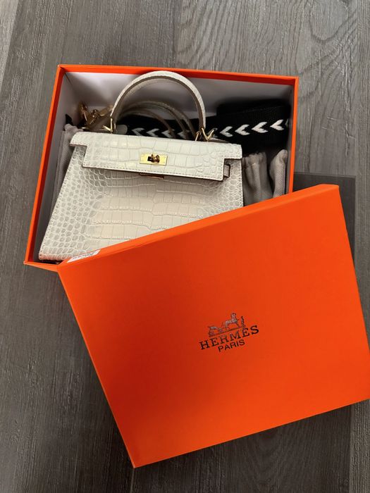 Чанта Hermes Mini Kelly Crocodile birkin leather с кутия и всичките аксесоари