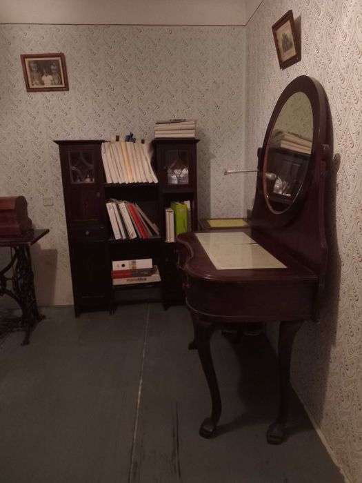 Toaletă interbelică Art Deco cu oglindă originală – lemn masiv