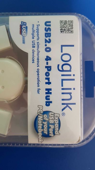 Hub LogiLink UA0071, 4 x USB 2.0, Alb, 40 cm, LED