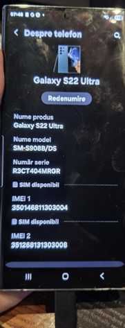 Vând 2 telefoane Samsung Galaxy S22 Ultra